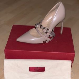 Valentino Rockstud Crisscross Ankle-Wrap Pumps